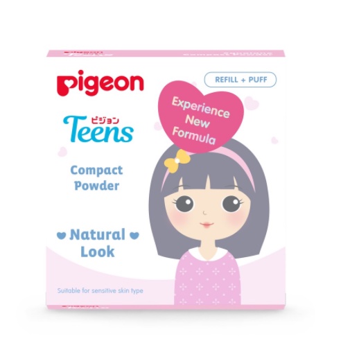 PIGEON Teens Refill Compact Powder Natural Look 14Gr / Refill Bedak Padat Remaja