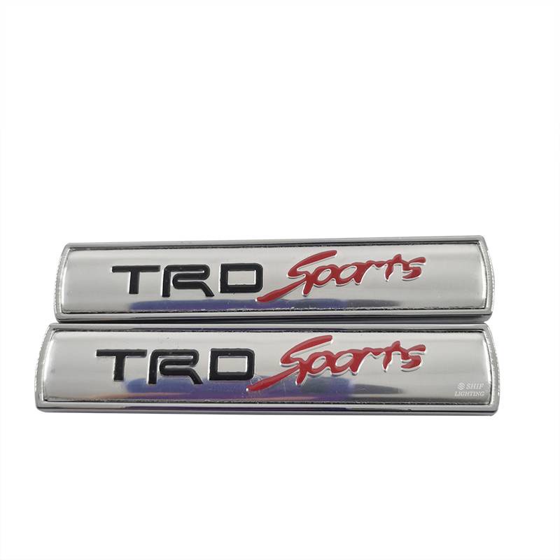 2 X Metal TRD SPORTS Logo Car Side Fender Decorative Emblem Sticker Decal Badge For TOYOTA