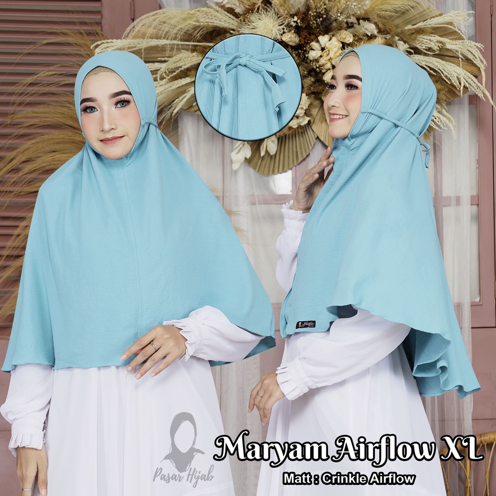 KERUDUNG INSTAN TALI AIRFLOW SIZE XL JILBAB BERGO MARYAM TALI CRINKLE AIRFLOW PASAR HIJA'B