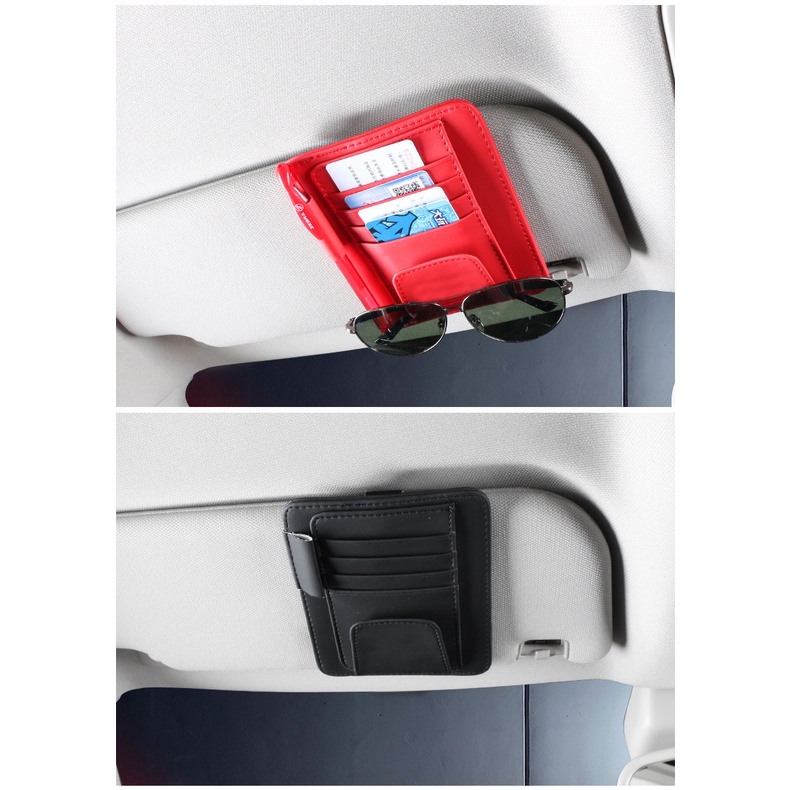 Toyota Tas Pouch Organizer CD / DVD / Kacamata / Pen Bahan Kulit Untuk Sun Visor Mobil