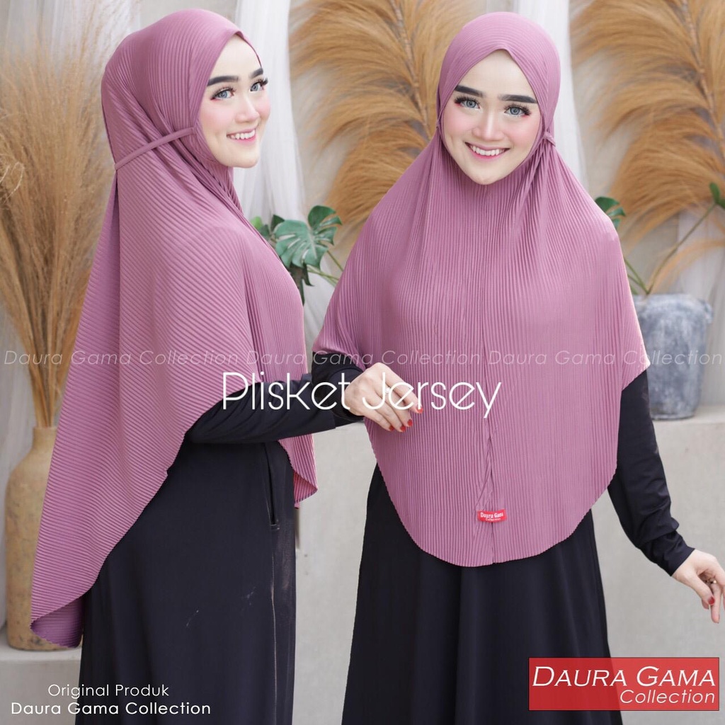 [DAURA GAMA] Hijab Bergo Plisket Jumbo Syiria Tali/ Bahan Jersey Premium Supet Tebal/ Ukuran Jumbo X