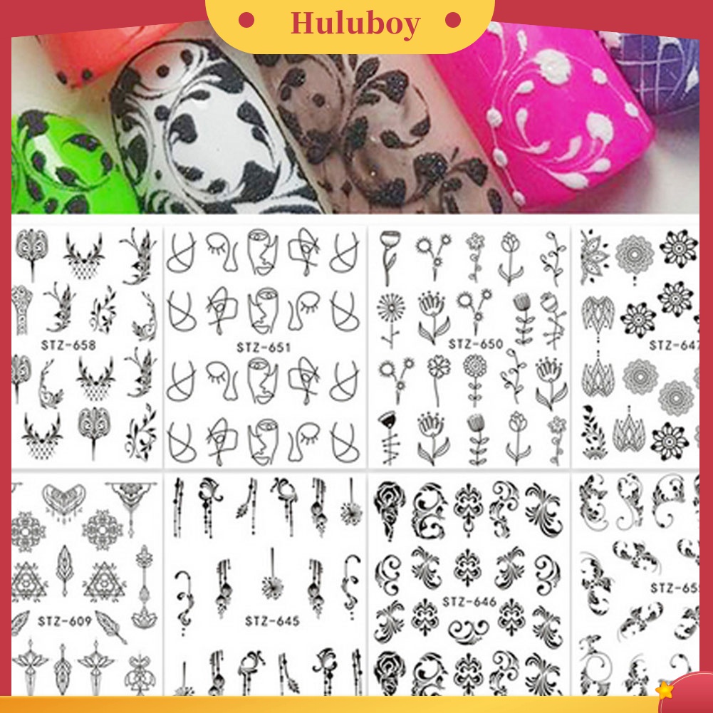 Huluboy Huluboy♡ Stiker Kuku Motif Bunga / Bulu Untuk Manicure / Nail Art DIY