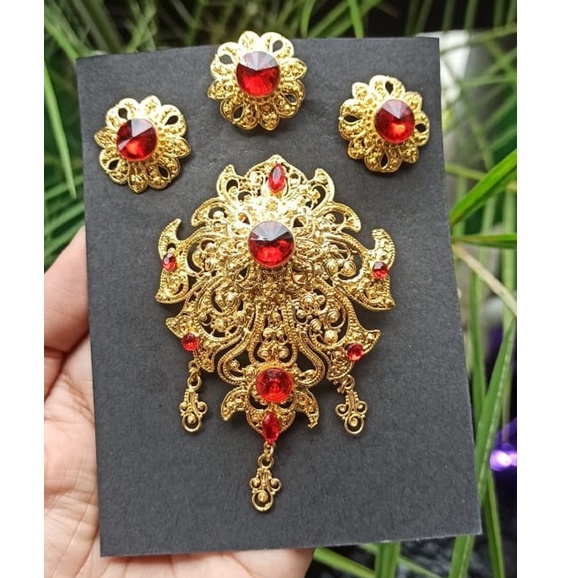 Bros Alpaka Bali Motif Pakis Cerorot sirkon