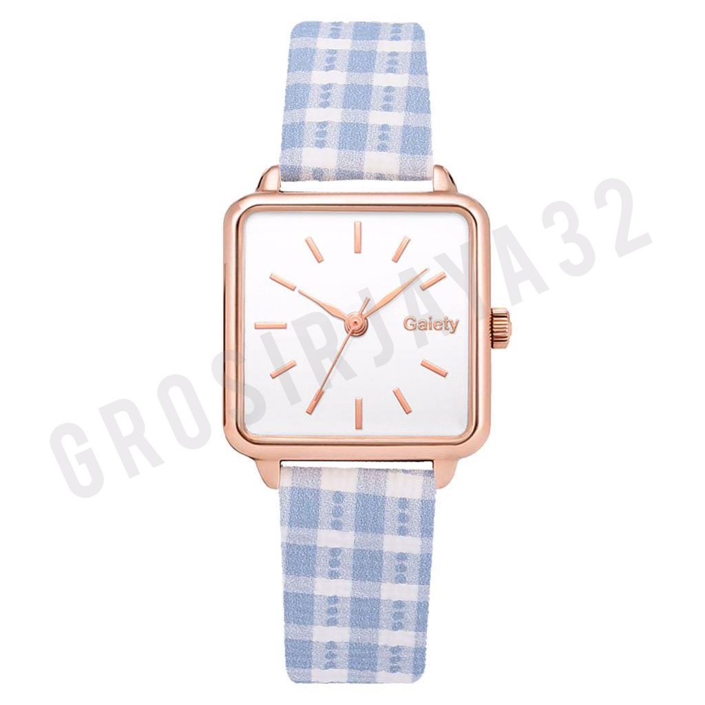 Jam tangan flanel square Jam Tangan Quartz Strap PU Flanel Analog Casual Gaya Retro Wanita Persegi Watch Korean Fashion Persegi Kecil RM GROSIRJAYA32