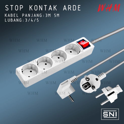 SNI STOP KONTAK 3/4/5LUBANG + KABEL PANJANG 3M &amp; 5M / STOP KONTAK KABEL COLOKAN