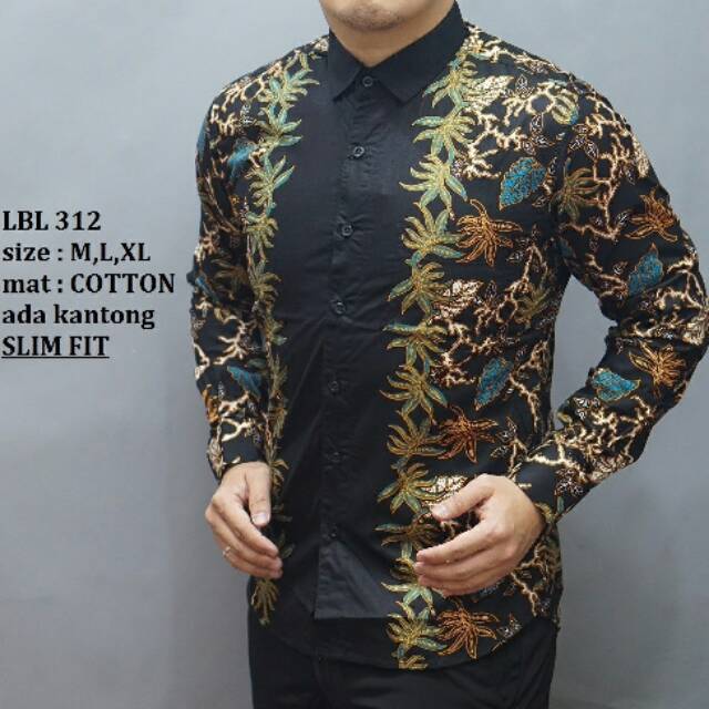  BAJU  PRIA  COWOK KEMEJA BATIK PREMIUM SLIMFIT LENGAN 