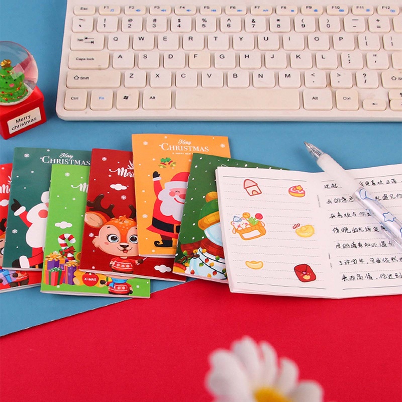 Zzz 10pcs / Set Buku Catatan / Jurnal Mini Motif Natal Untuk Pelajar