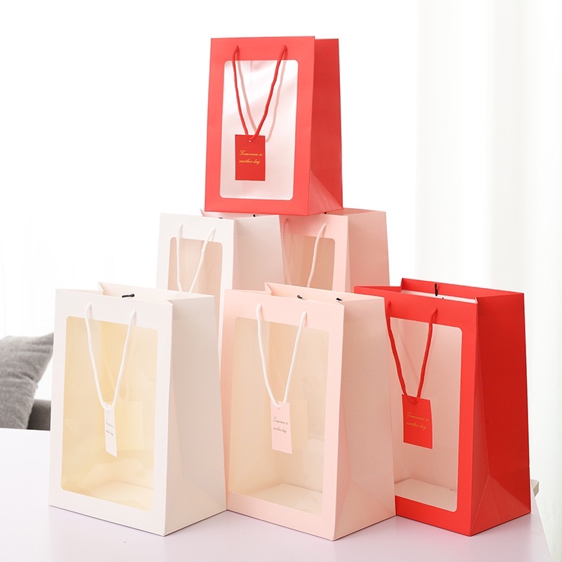 

Delunashop DL425A Paper bag ulang tahun pesta kertas kado White Bouquet Bag - Flower Bag - Tas Hampers - Kado - Hadiah - Cake souvenir pepper bag transparan bening