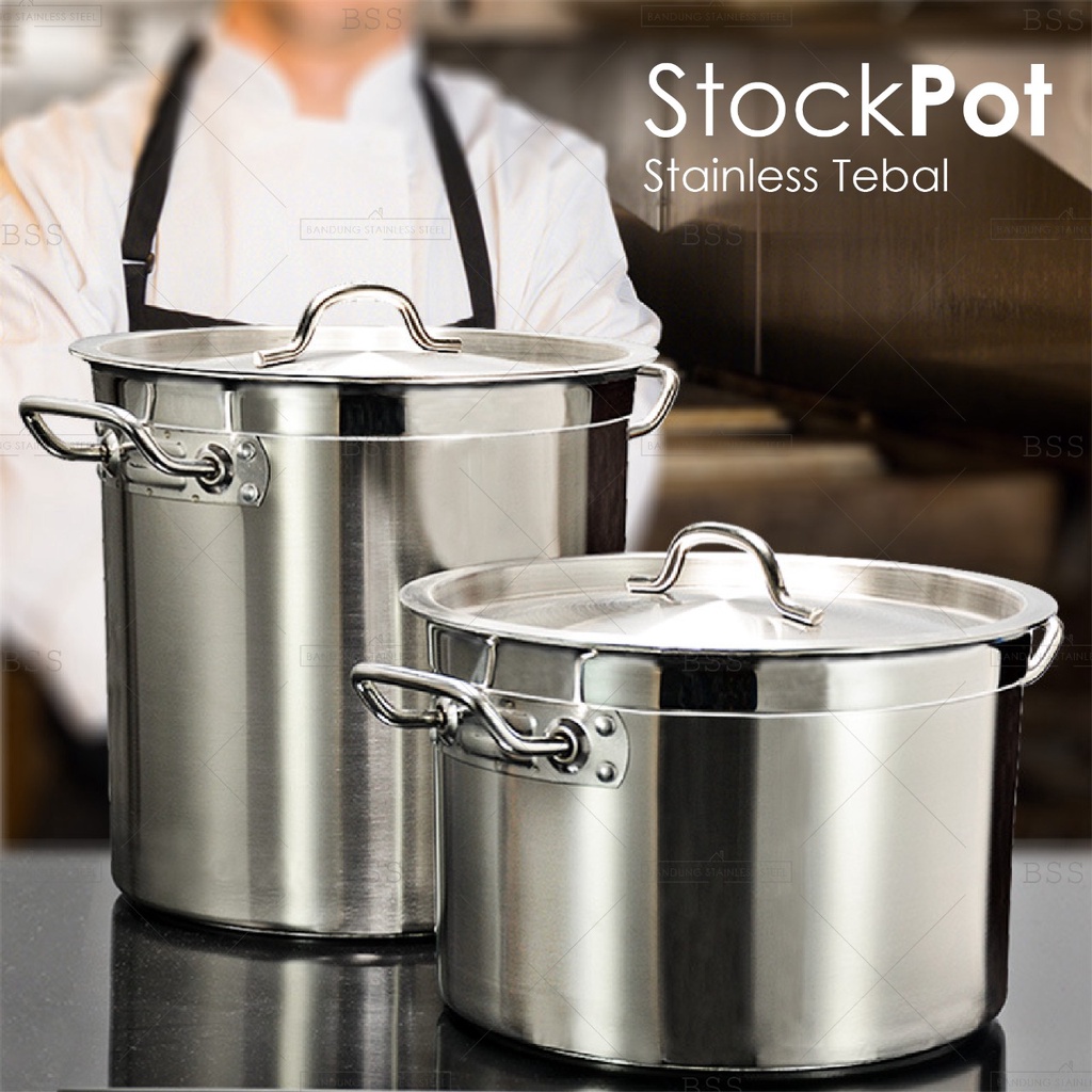 Panci Besar Super Tebal Stok Pot 45cm 50cm Sup Soup Masak Banyak Tinggi Stainless  Multifungsi