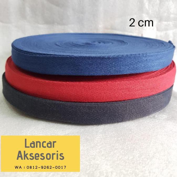 

[[BISA COD]] Pita Katun / Twill Tape / Cotton Tape lebar 2 cm @50 yard berwarna