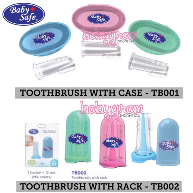 Babysafe Finger Toothbrush Gum Massager with case drying rack Sikat Lidah Bayi TB001 TB002 Baby Safe