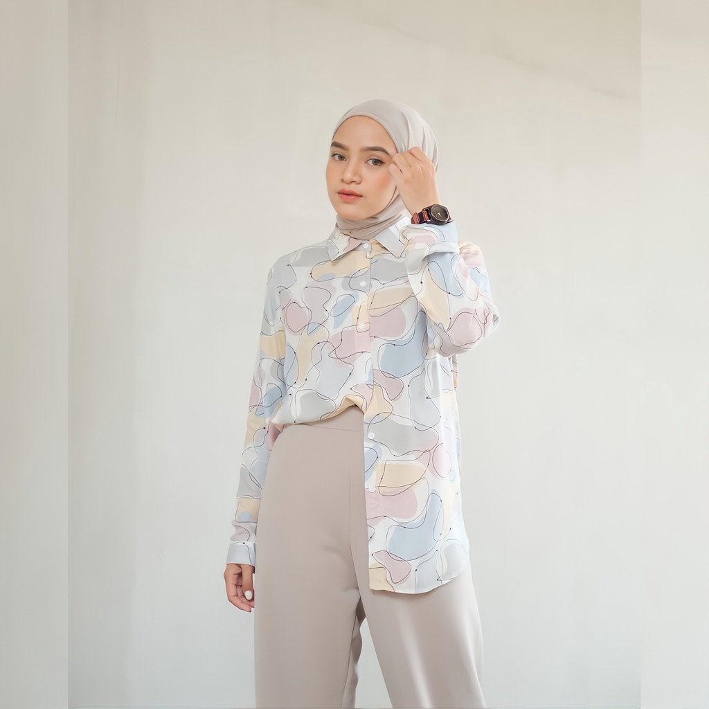 Blouse Pattern Shirt / Rayon Motif Part 1 K0M1 Awet Crinkle Trendy Kekinian Terbaru Atasan Wanita Mu