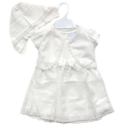 BAJU DREES ANAK BOLERO WHITE PLUS TOPI / DRESS ANAK WARNA PUTIH