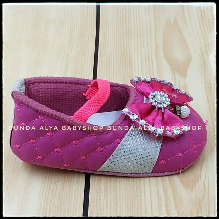 Sepatu Bayi Perempuan Pita PINK TUA- Prewalker Baby Girl - PW Bayi - Sepatu Bayi Alas Lembut SALE