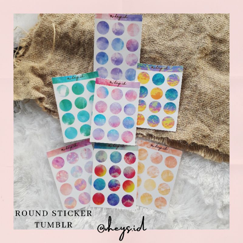 

[VHEYS.ID] 12pcs ROUND STICKER A7 AESTHETIC PANTONE DOT TUMLR STIKER LUCU