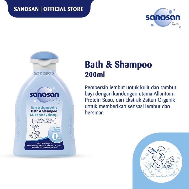 SANOSAN Baby Bath and Shampoo 200ml - Sabun dan Shampo Bayi