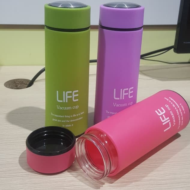 Botol Kaca Life 450ml Botol Air Minum Motif Karakter Animal Termos Glass Bottle Tumbler