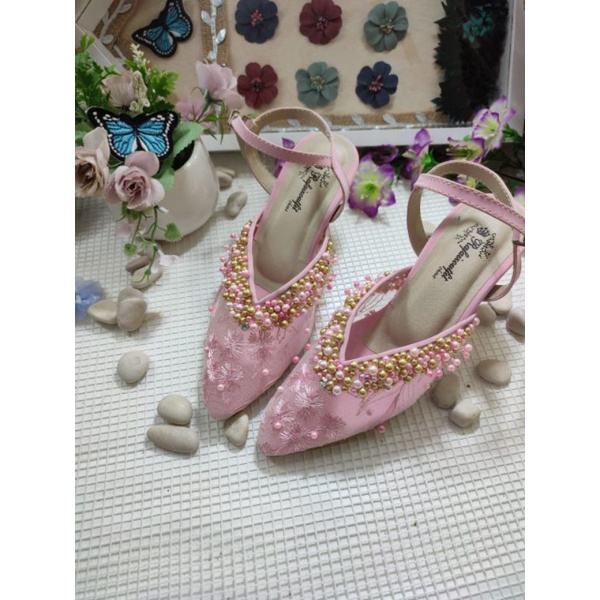 sepatu rafaizoutfit Mitha pink tali tinggi 7cm lancip