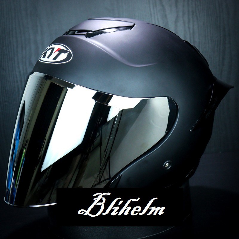 Jual Helm Kyt Kyoto Solid Black Doff Spoiler Iridium Venom Shopee