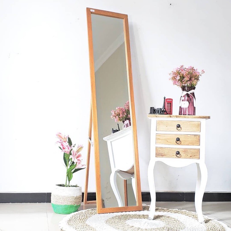 KHUSUS BANJARMASIN SEKITARNYA Standing mirror frame 3cm cermin selfie aesthetic mirror kaca ootd