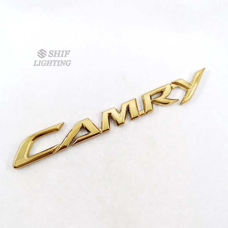 1pc Stiker Emblem Logo Camry Bahan Abs Warna Emas Untuk Bagasi Belakang Mobil Toyota Camry