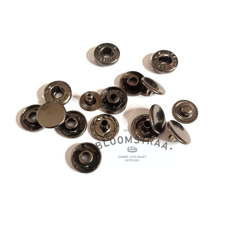 Kancing Cetet 15mm 7060 Black Nikel Kancing Jepret Snap Button Hitam nickel