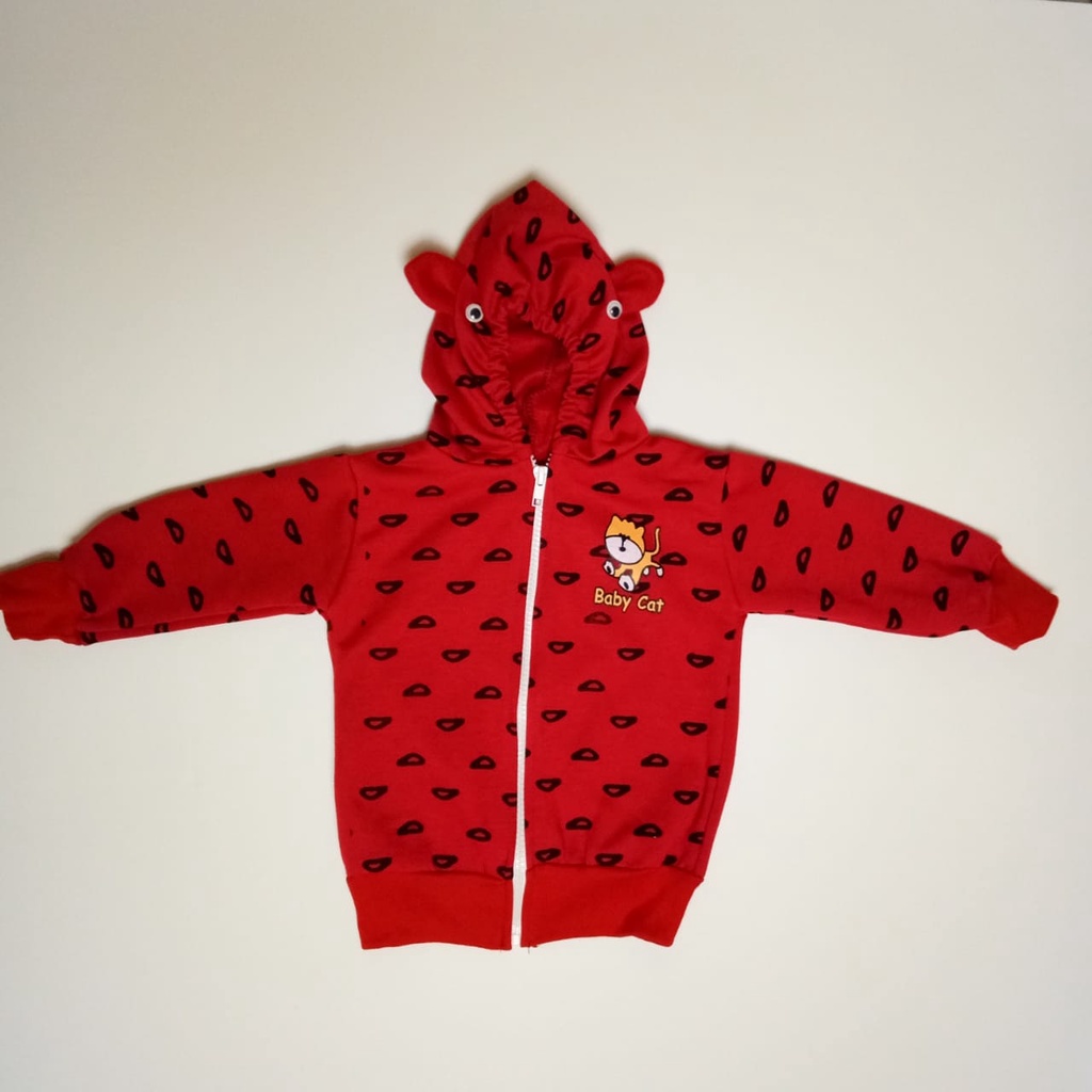 Jaket Bayi Motif Baby Cat Bahan Flecee