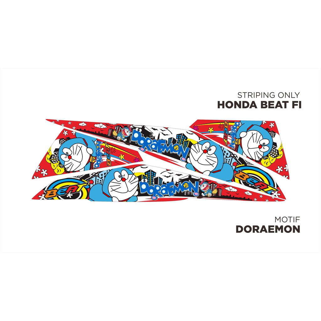 Striping Honda Beat FI 2013 2015 Stiker Variasi BEAT FI Motif DORAEMON Shopee Indonesia