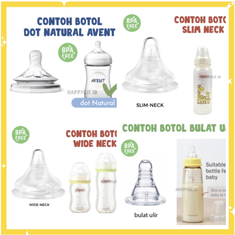 BPA FREE Dot Avent Natural  Peristaltic Plus Pigeon Slim Wide Neck OEM Baby Nipple Dot Botol Susu Empeng Bayi