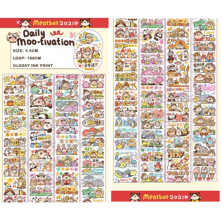 

Meatball Daily Moo-tivation Washi Sampler