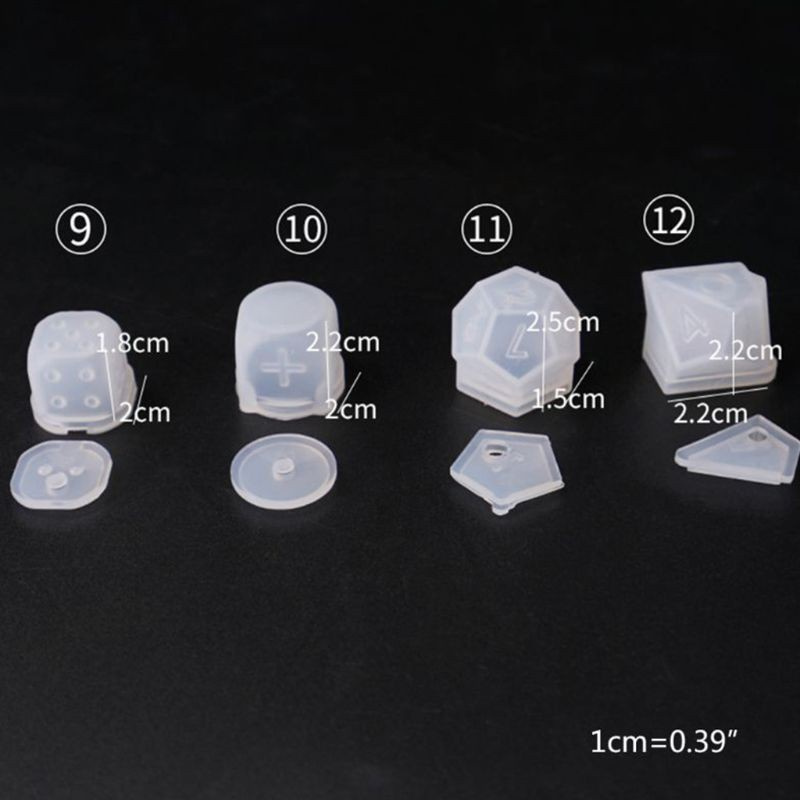 Glitter DIY Crystal Epoxy Mold Dice Fillet Shape Multi-spec Digital Game Silicone Mould