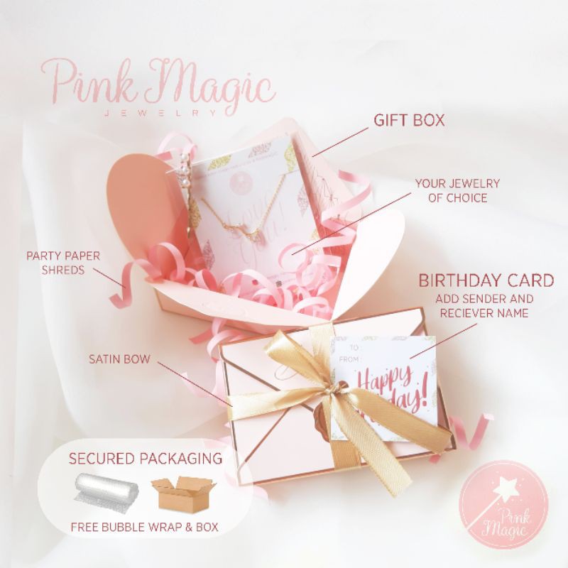 

Gift Box PINKMAGIC Kotak kado perhiasan dengan pita dan kartu ucapan