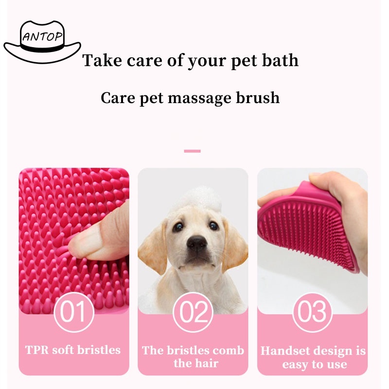 Sisi Bulu Hewan Anjing Kucing Pet Comb Brush Silicone for Bath Dog Cat ANTOP