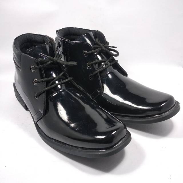 SEPATU PDH RESLETING TALI SEMI KULIT GLOSSY MENGKILAT MENGKILAP FANTOFEL FANTOVEL FANTOPEL PANTOFEL