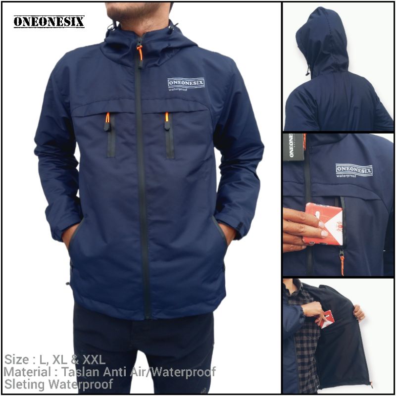 Jaket Outdoor Waterproof Pria Anti Air Original ONEONESIX | Jacket Hoodie Outdoor Taslan JN | Jaket Motor Bikers Hiking Dewasa