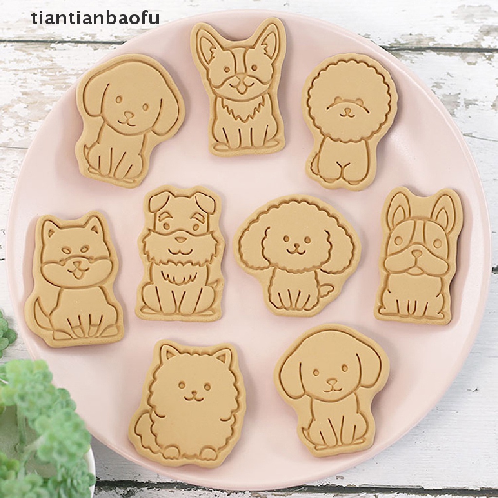 8 Pcs Cetakan Kue / Biskuit Bentuk Anjing 3D Untuk Dekorasi