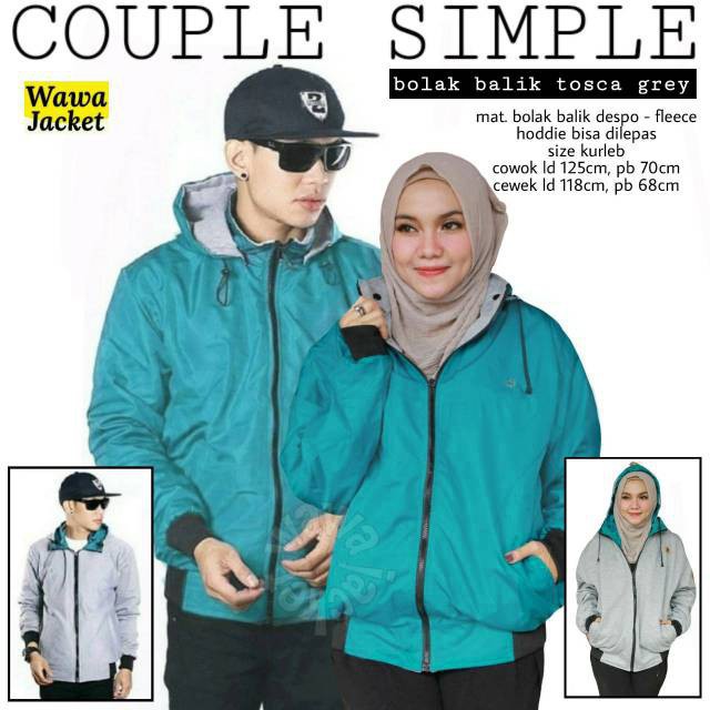 jaket couple pasangan bb dc - jaket pasangan couple bb dc premium size L XL