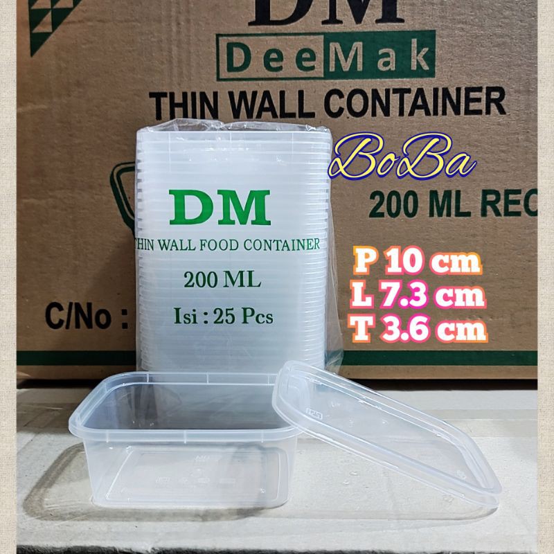 Promo Thinwall Container DM 200ml kotak makan 200ml 25set Persegi Termurah