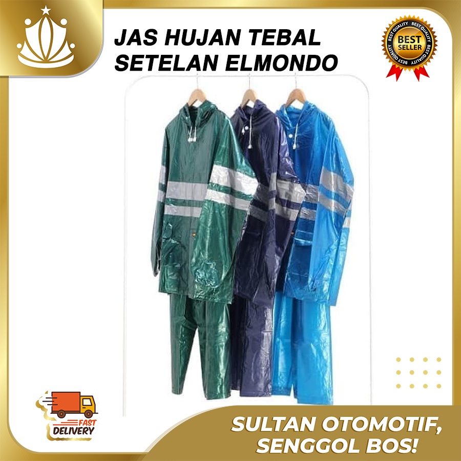 Jas Hujan ELMONDO 907 Tebal Karet Awet Jaket Celana