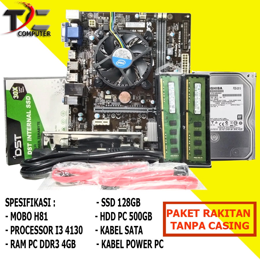Mainboard Mobo Paket lengkap rakitan tanpa casing H81 i3 Haswell