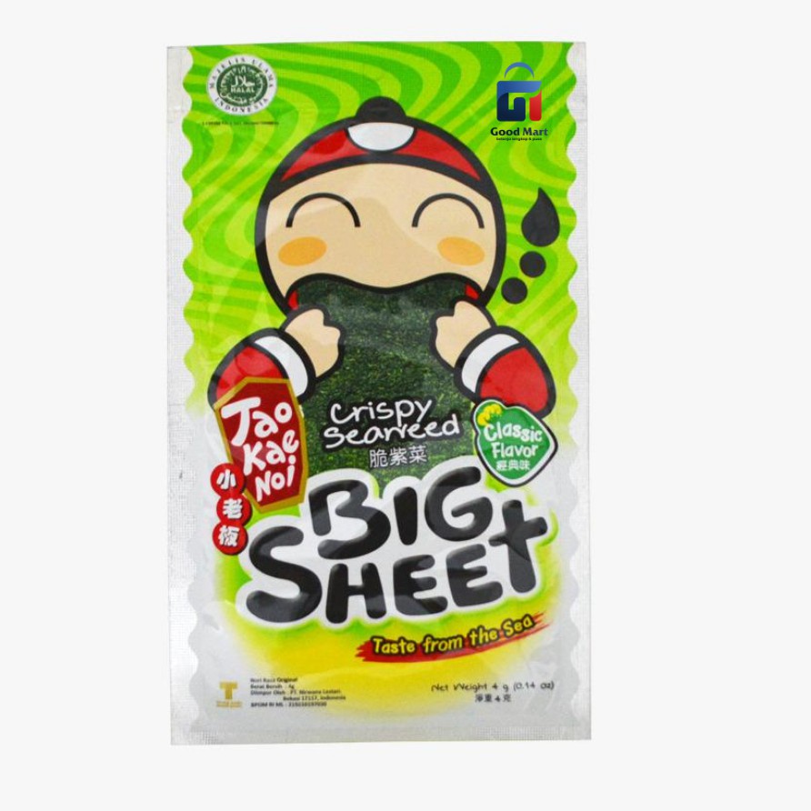 

Tao Kae Noi Big Sheet - Classic Original Snack Rumput Laut - 4gr - Classic