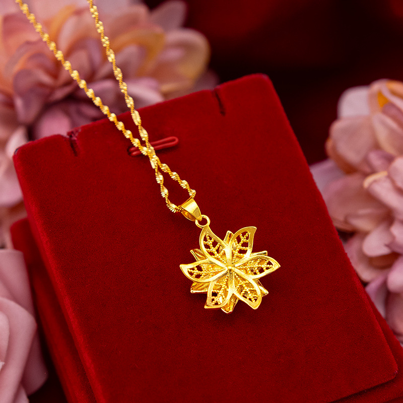 Kalung Emas Asli Kadar 375 Dengan Liontin Bunga Bauhinia Untuk Wanita