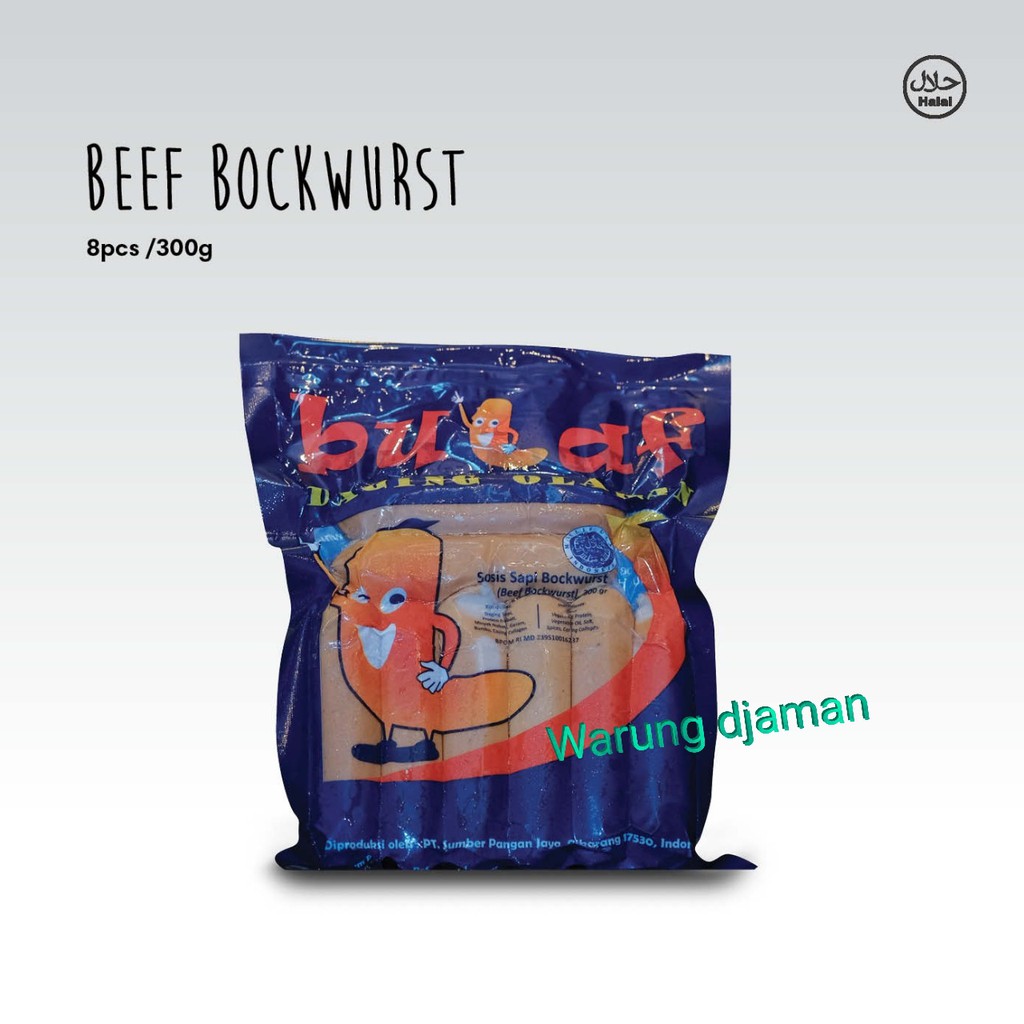 

SOSIS BULAF BEEF BOCKWURST ISI 8/ BERAT 300 GRAM
