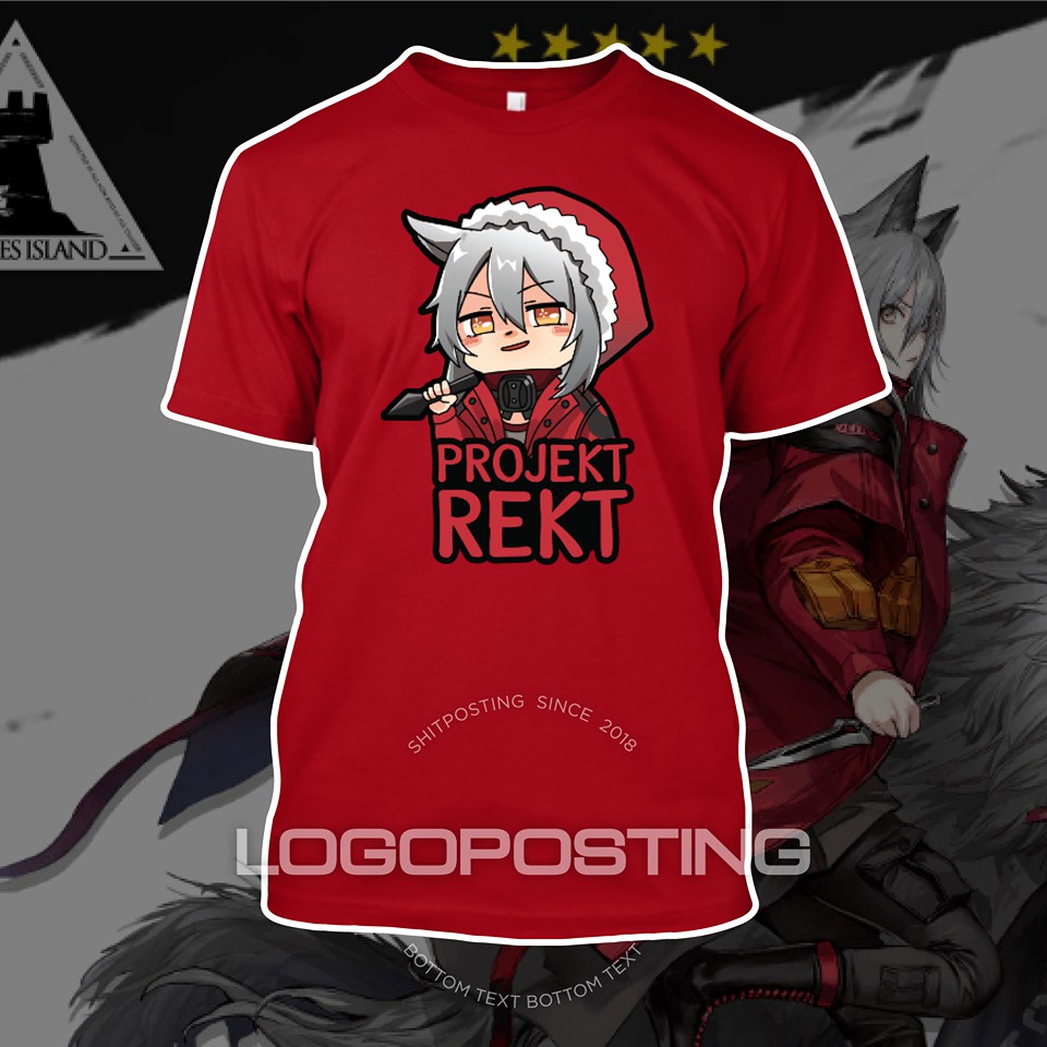 PROJEKT RED - Kaos Tshirt Logoposting Arknights Doctor Rekt Noob Grey Wolf
