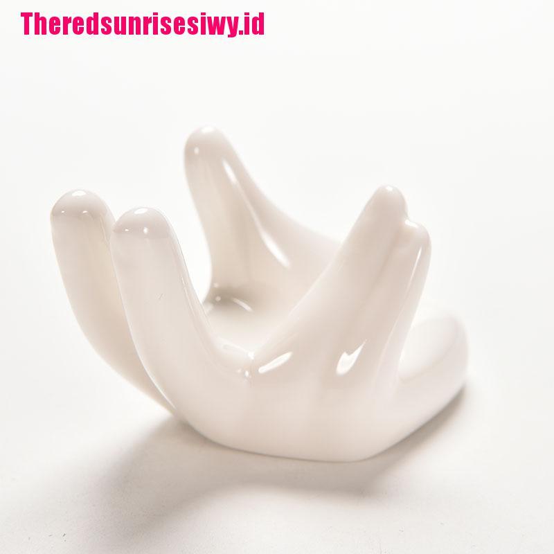 【Theredsunrisesiwy.id】Porcelain Ceramic Air Plant Tillandsia Holder Flower Planter Office Desk Decor