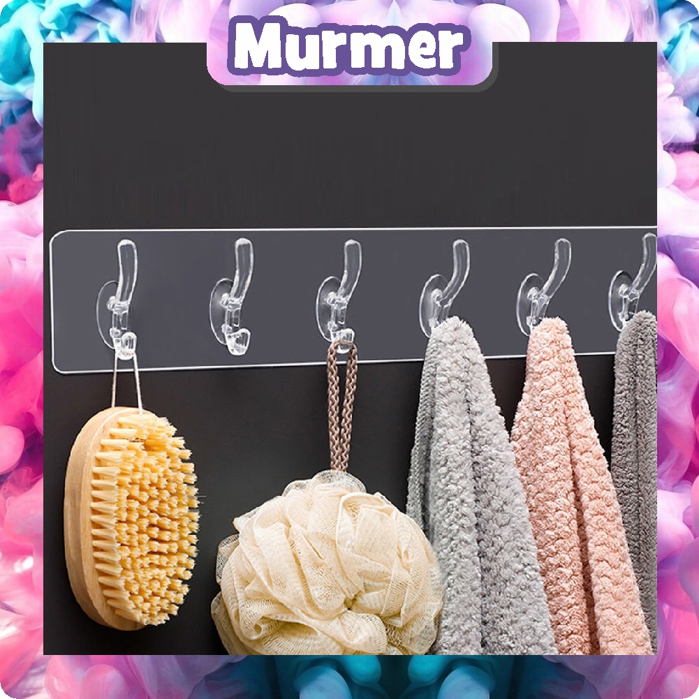 MurmerOfficial Gantungan Hook Tempelan 6 Kait / Gantungan Baju Tanpa Paku 6 Hook / Gantungan Dapur Kamar Mandi R704