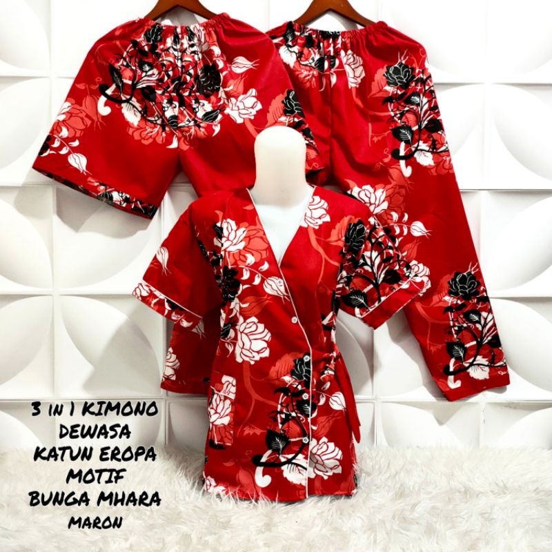 Piyama Kimono 3 in 1 dewasa motif Bunga sakura