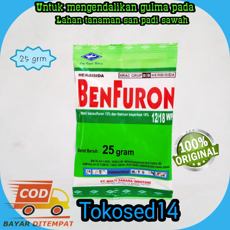 Benfuron herbisida selektif 25 gr racun rumput selektif tanaman padi gulma daun sempit