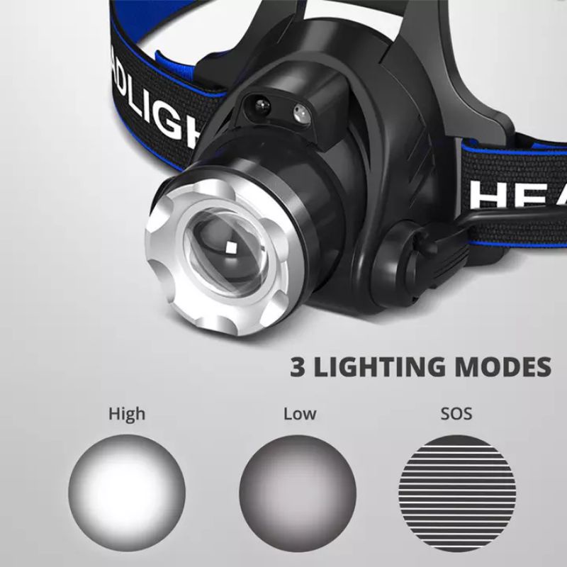 Headlamp 1 LED Cree XML-T6 - HD-LDT6 - Black/senter kepala led/senter kepala sensor/senter kepala