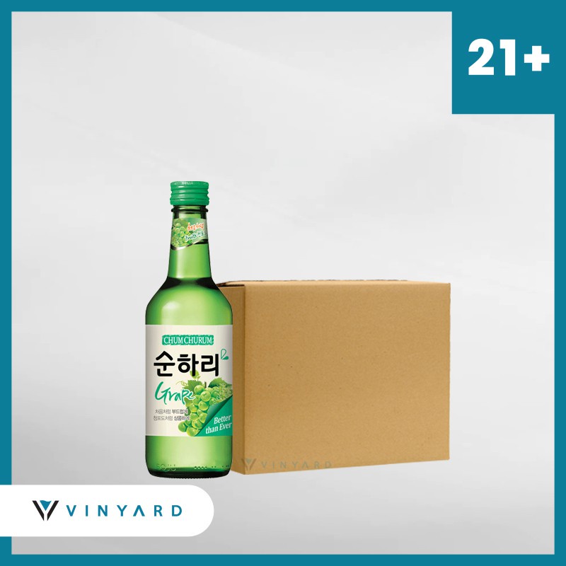 Promo 1 Ctn ( 20 Btl ) ChumChurum Soju Grape 360 Ml ( Original &amp; Resmi By Vinyard )